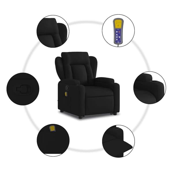 vidaXL Massagefåtölj med uppresningshjälp svart tyg