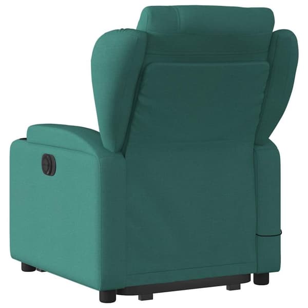 vidaXL Elektrisk massagefåtölj med uppresningshjälp mörkgrön tyg