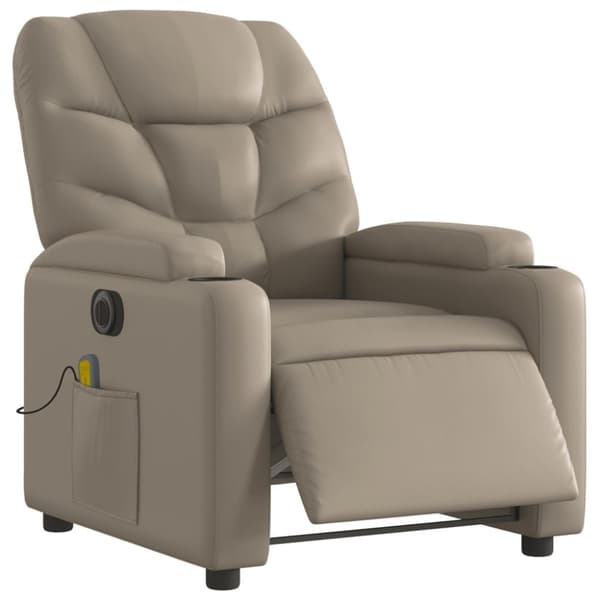 vidaXL Elektrisk massagefåtölj cappuccino konstläder