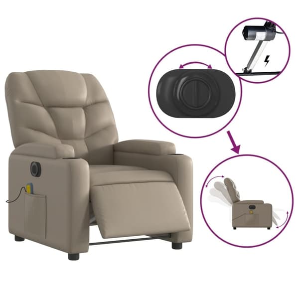 vidaXL Elektrisk massagefåtölj cappuccino konstläder