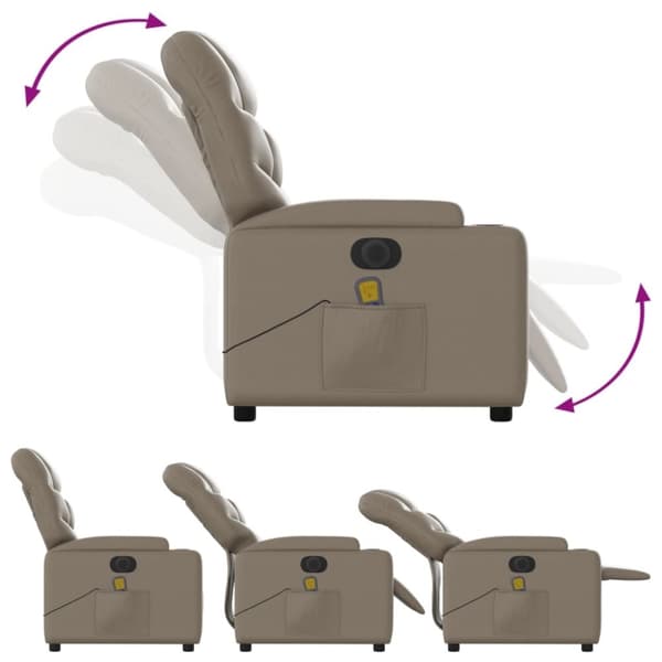 vidaXL Elektrisk massagefåtölj cappuccino konstläder