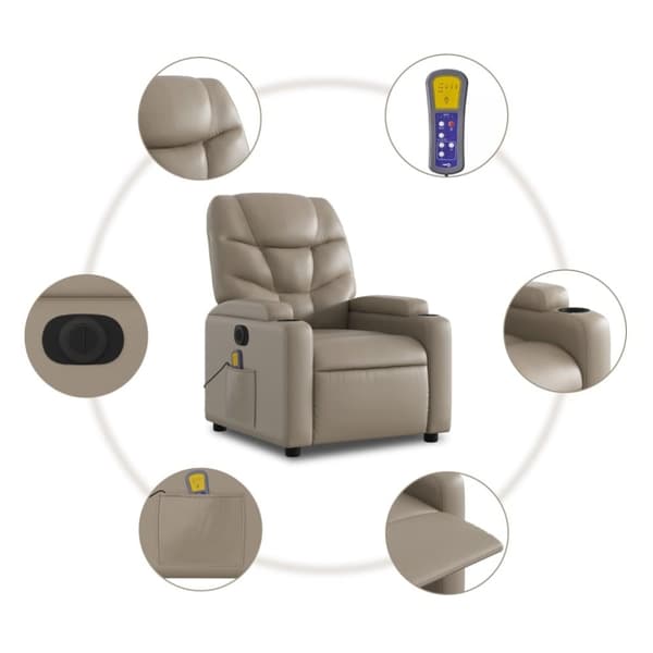 vidaXL Elektrisk massagefåtölj cappuccino konstläder