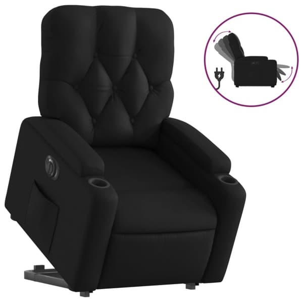 vidaXL Reclinerfåtölj med uppresningshjälp svart konstläder