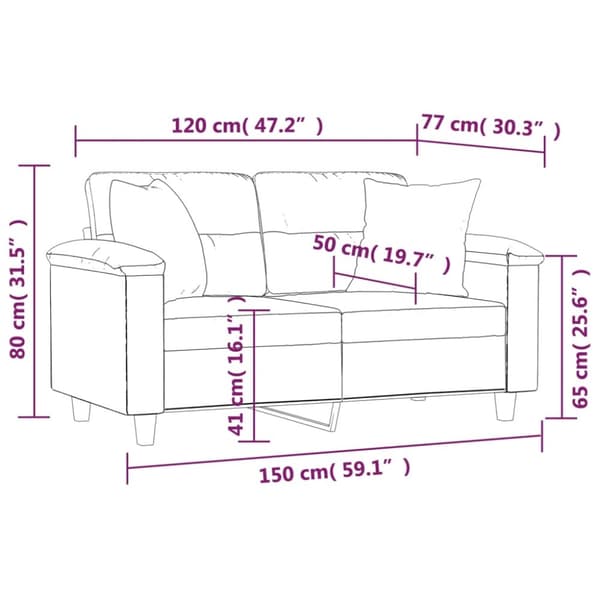 vidaXL 2-sitssoffa med prydnadskuddar svart 120 cm mikrofibertyg