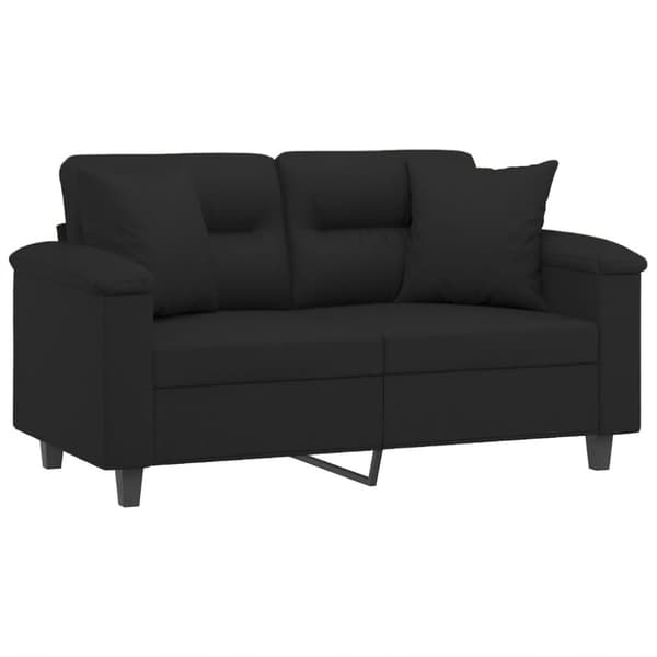 vidaXL 2-sitssoffa med prydnadskuddar svart 120 cm mikrofibertyg