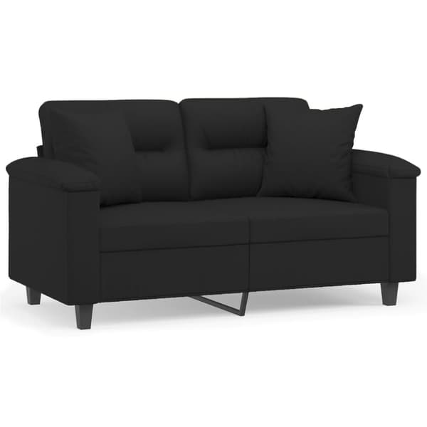 vidaXL 2-sitssoffa med prydnadskuddar svart 120 cm mikrofibertyg