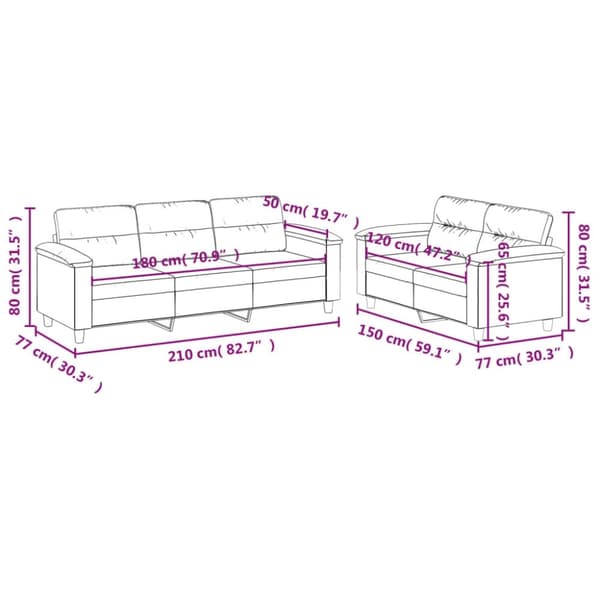 vidaXL sofasæt 2 dele med hynder mikrofiberstof gråbrun