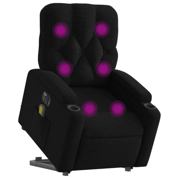 vidaXL Elektrisk massagefåtölj med uppresningshjälp svart tyg