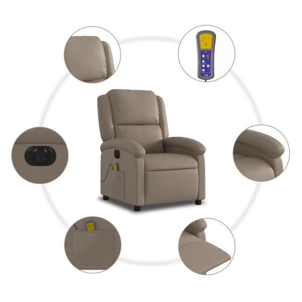 vidaXL Elektrisk massagefåtölj cappuccino konstläder