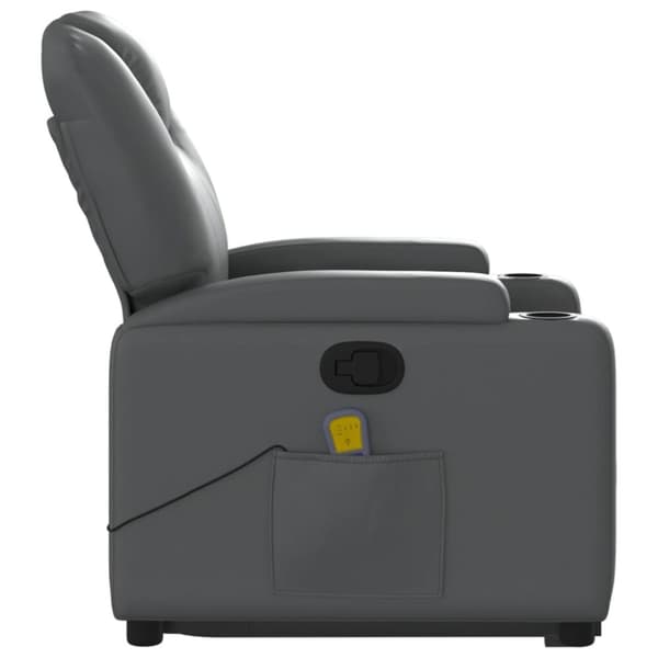 vidaXL Massagefåtölj med uppresningshjälp Grå konstläder