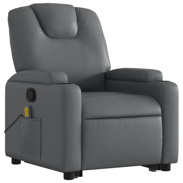 vidaXL Massagefåtölj med uppresningshjälp Grå konstläder