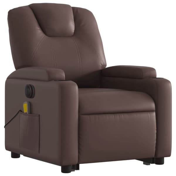 vidaXL Massagefåtölj med uppresningshjälp brun konstläder