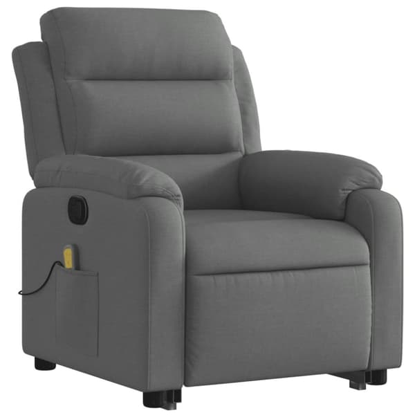 vidaXL Massagefåtölj med uppresningshjälp mörkgrå tyg