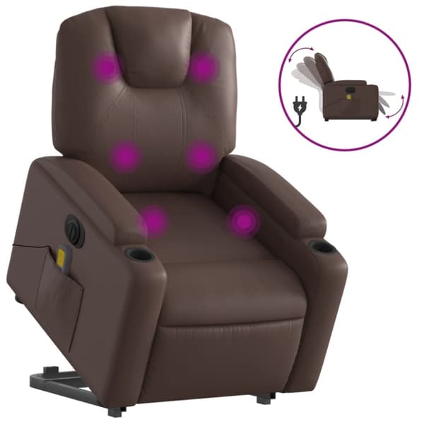 vidaXL massagestol med løftefunktion kunstlæder brun
