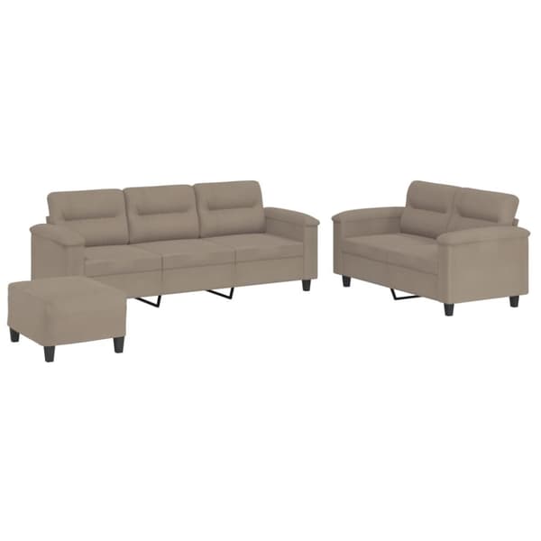 vidaXL Soffgrupp med kuddar 3 delar taupe mikrofibertyg