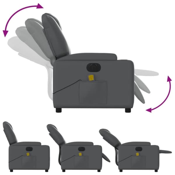vidaXL Elektrisk massagefåtölj grå konstläder
