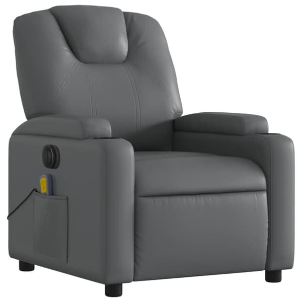 vidaXL Elektrisk massagefåtölj grå konstläder