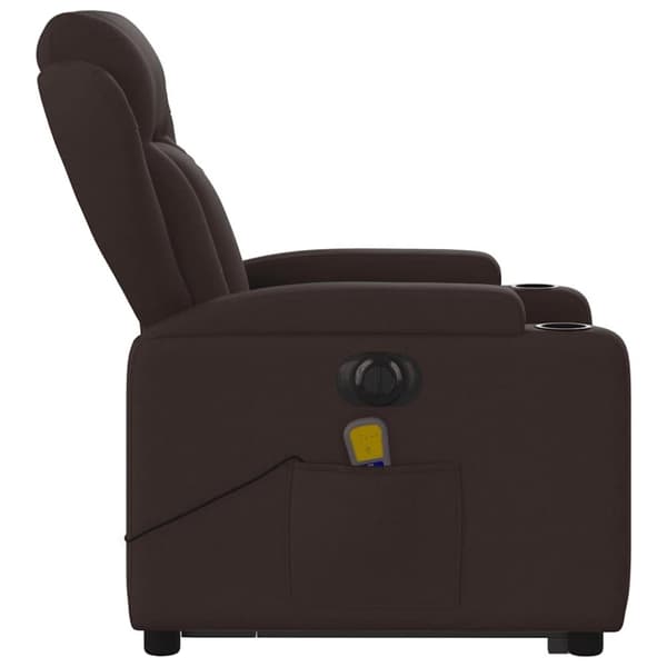 vidaXL Elektrisk massagefåtölj med uppresningshjälp mörkbrun tyg