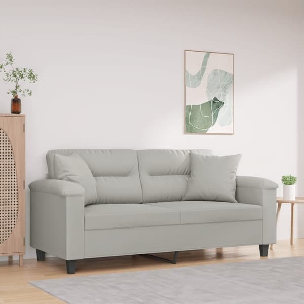vidaXL 2-sitssoffa med prydnadskuddar ljusgrå 140 cm mikrofibertyg