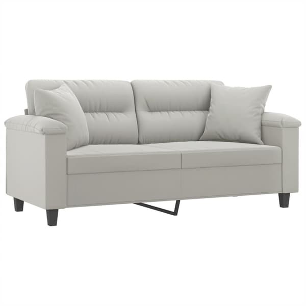 vidaXL 2-sitssoffa med prydnadskuddar ljusgrå 140 cm mikrofibertyg