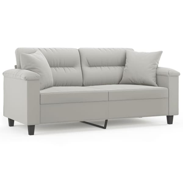 vidaXL 2-sitssoffa med prydnadskuddar ljusgrå 140 cm mikrofibertyg