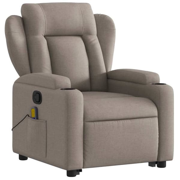 vidaXL Massagefåtölj med uppresningshjälp taupe tyg