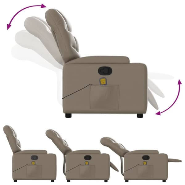 vidaXL Massagefåtölj med uppresningshjälp cappuccino konstläder