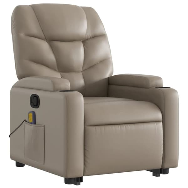 vidaXL Massagefåtölj med uppresningshjälp cappuccino konstläder