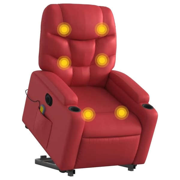 vidaXL Massagefåtölj med uppresningshjälp röd konstläder