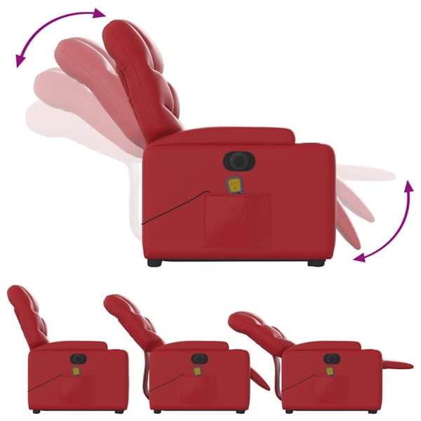 vidaXL Massagefåtölj med uppresningshjälp röd konstläder