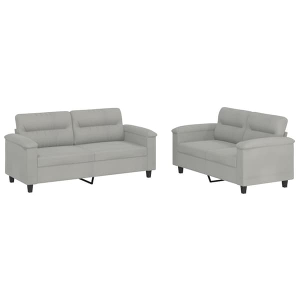 vidaXL sofasæt 2 dele med hynder mikrofiberstof lysegrå