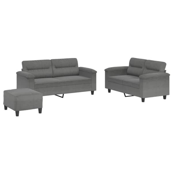 vidaXL sofasæt 3 dele med hynder mikrofiberstof mørkegrå