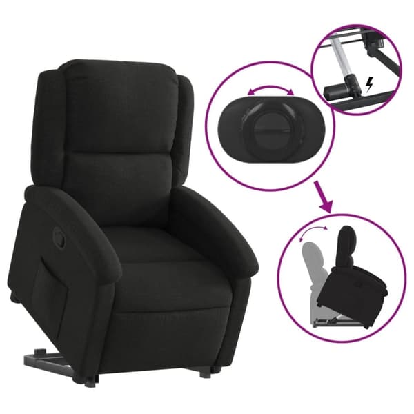 vidaXL Reclinerfåtölj med uppresningshjälp svart tyg