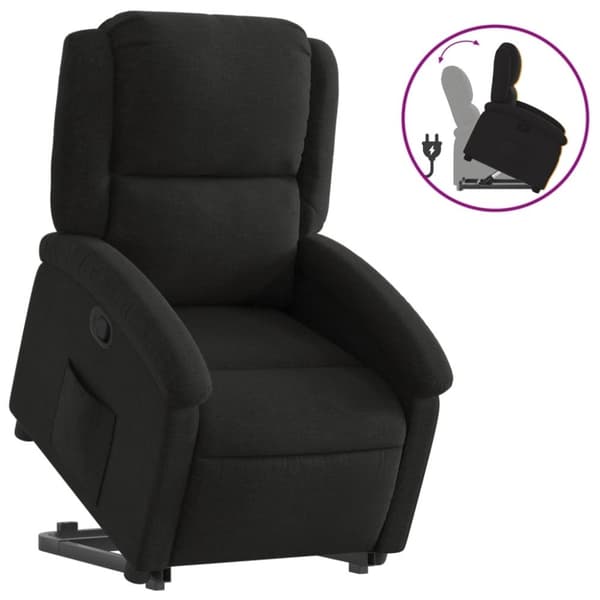 vidaXL Reclinerfåtölj med uppresningshjälp svart tyg