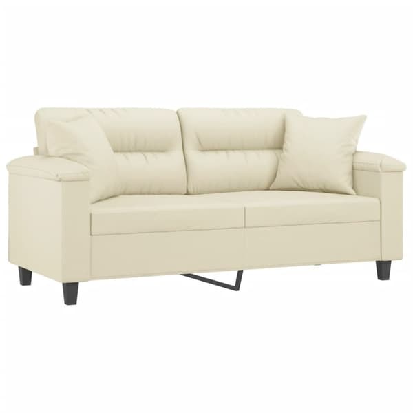 vidaXL 2-personers sofa med pyntepuder 140 cm kunstlæder cremefarvet