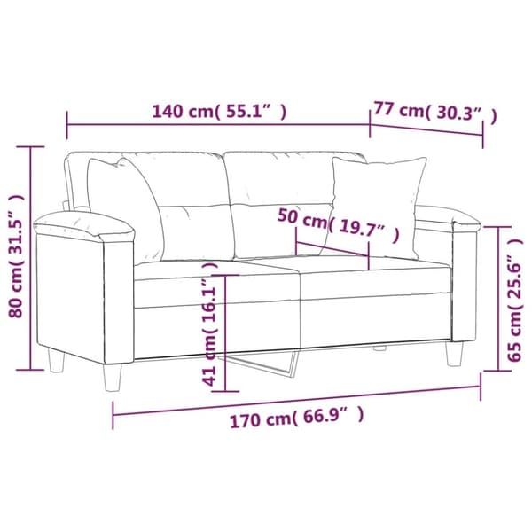 vidaXL 2-personers sofa med pyntepuder 140 cm kunstlæder cremefarvet