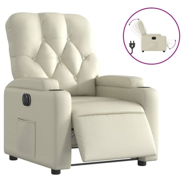 vidaXL Elektrisk reclinerfåtölj gräddvit konstläder