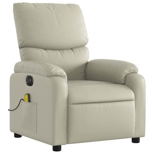 vidaXL Elektrisk massagefåtölj gräddvit konstläder