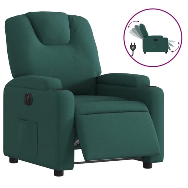 vidaXL Elektrisk reclinerfåtölj mörkgrön tyg
