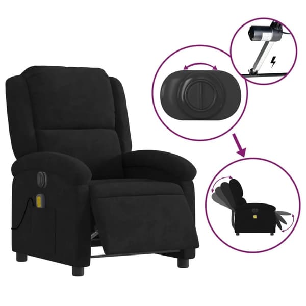vidaXL Elektrisk massagefåtölj svart sammet
