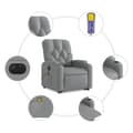 Miniatyrbild 8 av 11: vidaXL Elektrisk massagefåtölj med uppresningshjälp ljusgrå tyg