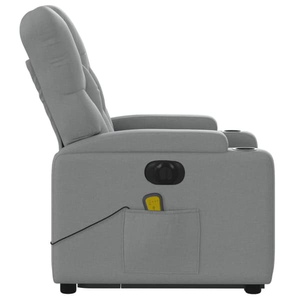 vidaXL Elektrisk massagefåtölj med uppresningshjälp ljusgrå tyg
