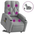 Miniatyrbild 2 av 11: vidaXL Elektrisk massagefåtölj med uppresningshjälp ljusgrå tyg