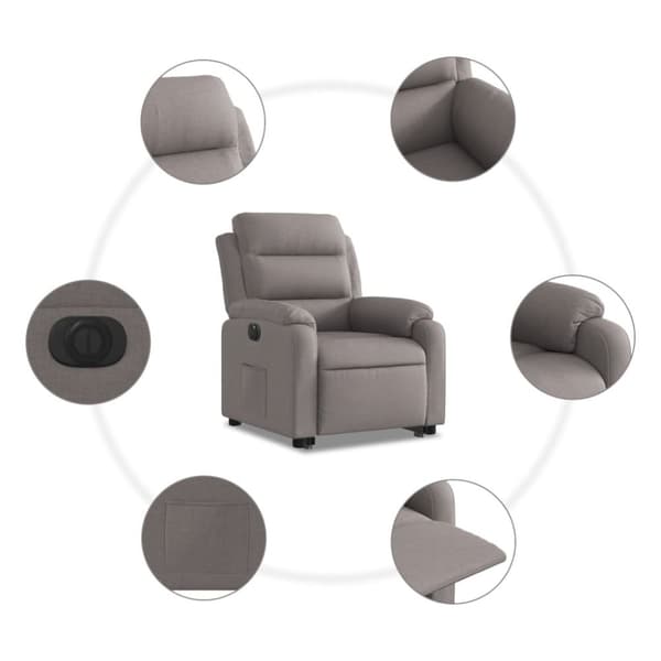 vidaXL Elektrisk reclinerfåtölj med uppresningshjälp taupe tyg