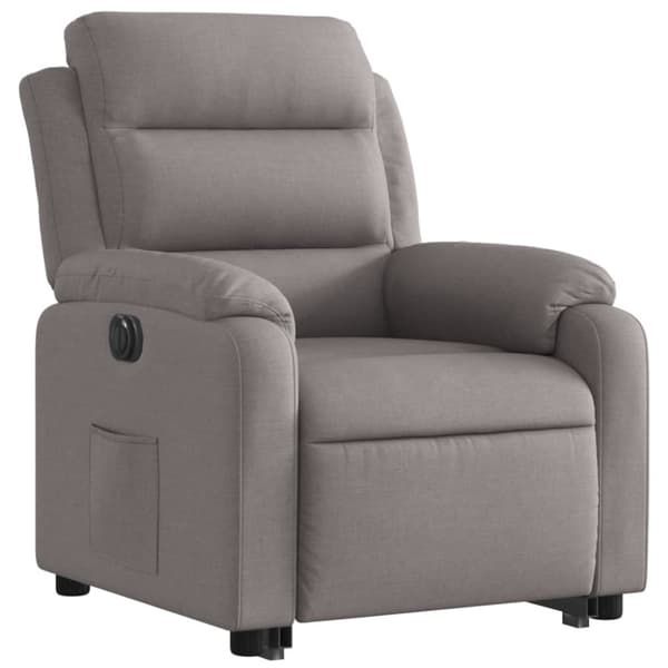 vidaXL Elektrisk reclinerfåtölj med uppresningshjälp taupe tyg