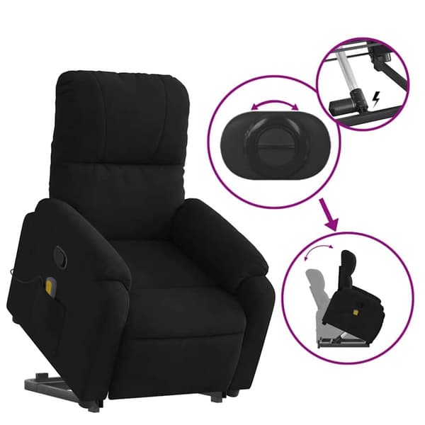 vidaXL massagestol med løftefunktion mikrofiberstof sort