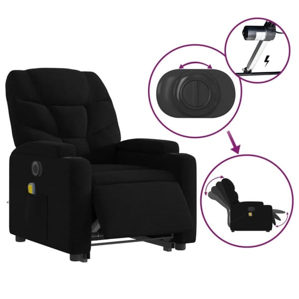 vidaXL elektrisk massagestol med løftefunktion stof sort
