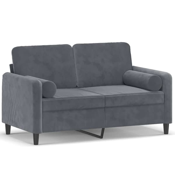 vidaXL 2-sitssoffa med prydnadskuddar mörkgrå 120 cm sammet