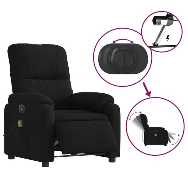 vidaXL Elektrisk massagefåtölj med uppresningshjälp mikrofibertyg