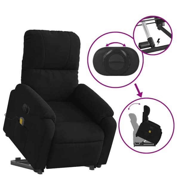 vidaXL Elektrisk massagefåtölj med uppresningshjälp mikrofibertyg